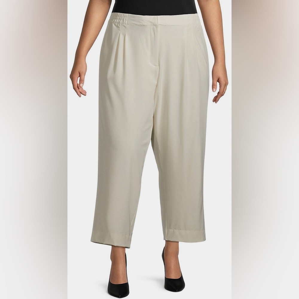 Calvin Klein Wide-Leg Lined Crop Pants, Birch White, sz 1X